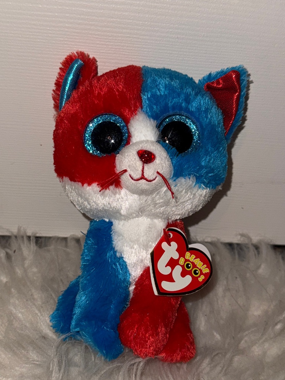 Ty Beanie Boos Red White Blue Cat 6” Spirit Cracker Barrel (HTF)